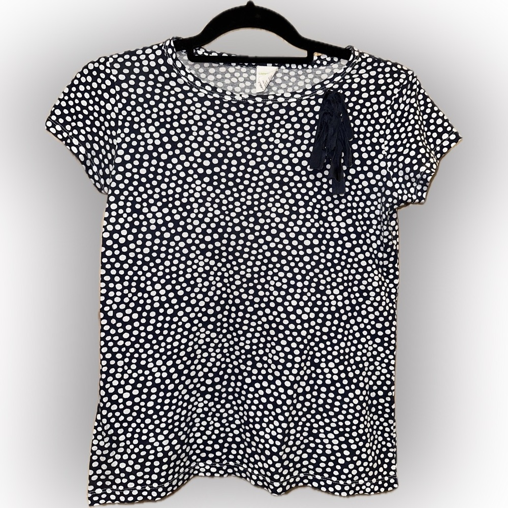 Crewcuts Navy and White Polka Dot Tee